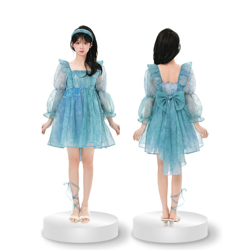 Cute Dreamy Girly Ocean Blue Ruffles Dress