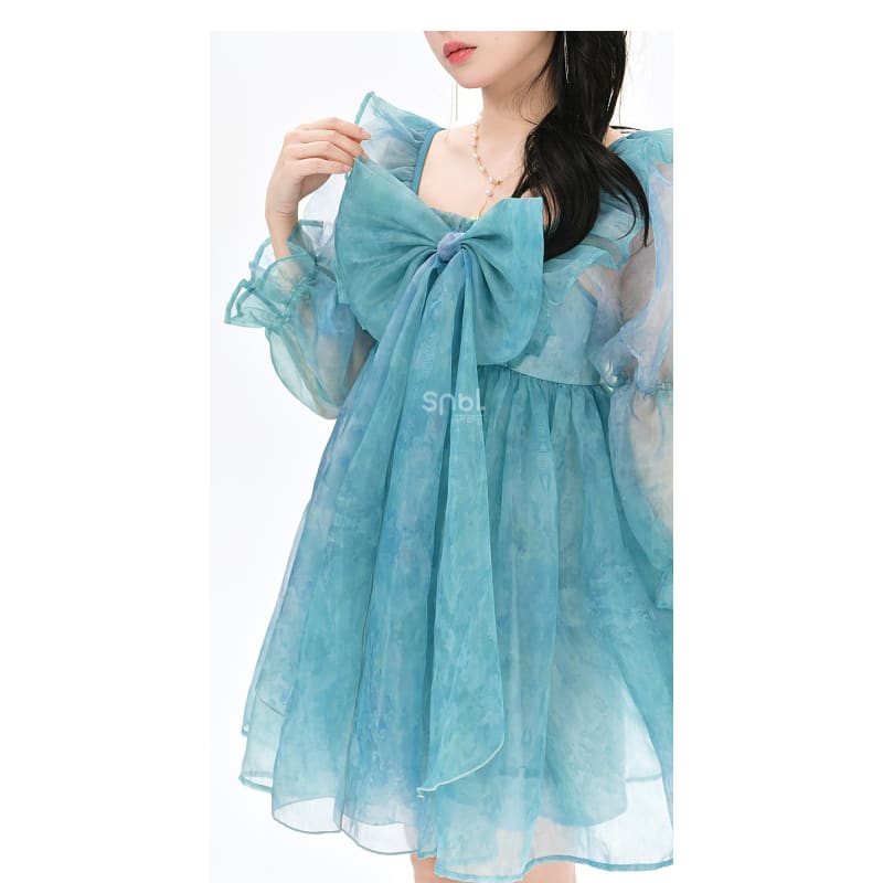 Cute Dreamy Girly Ocean Blue Ruffles Dress