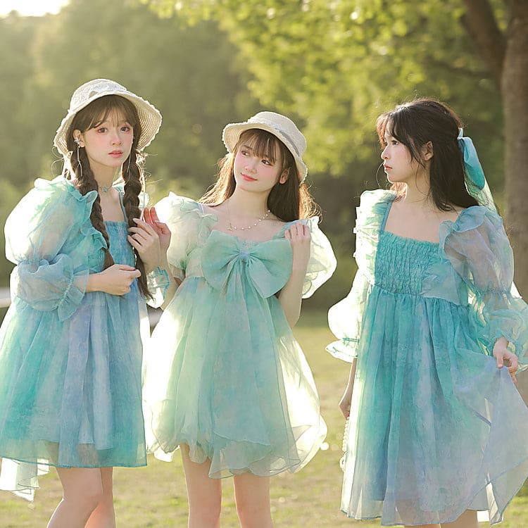 Cute Dreamy Girly Ocean Blue Ruffles Dress