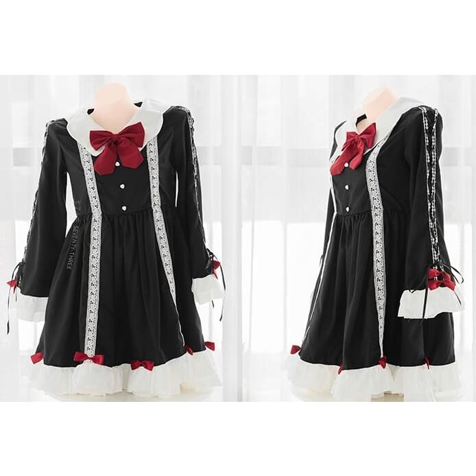 Cute Red Bows Maid Dress EE0955