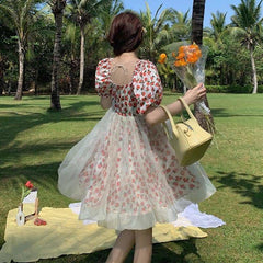 Cute Summer Flowers Gauze Fairy Dress