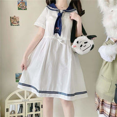 Cute White Sailor Kitty Dress