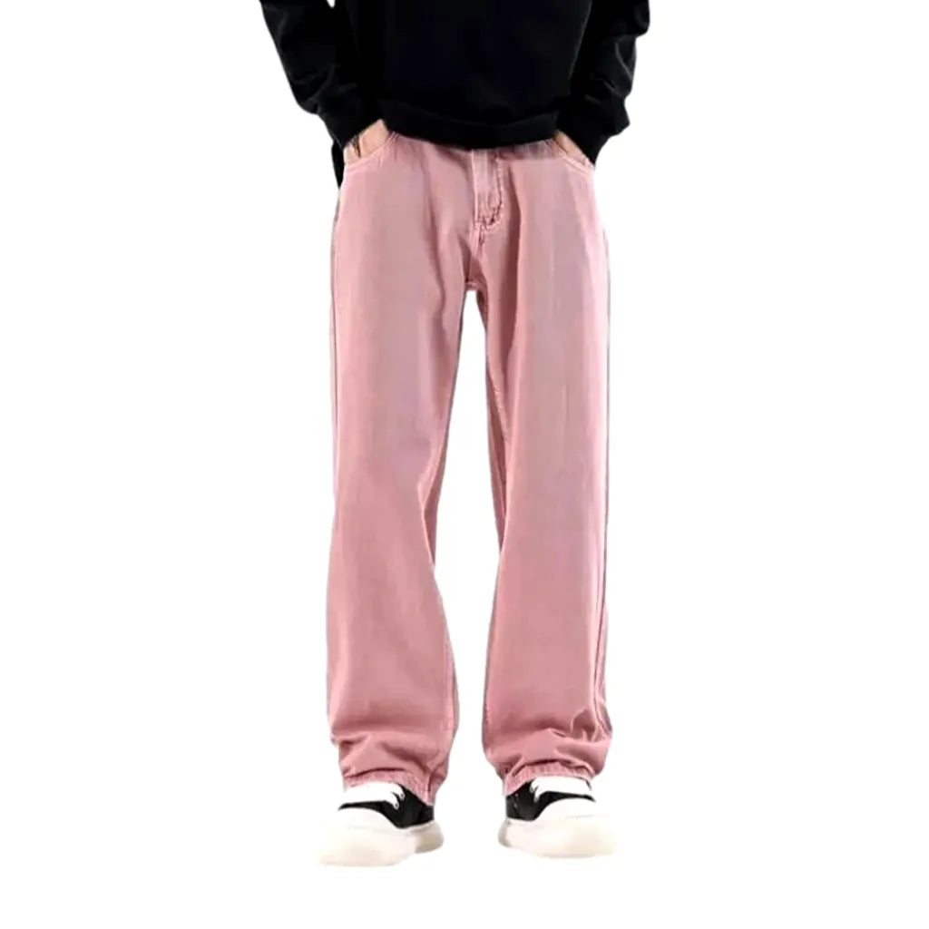 Colored slouchy boho style men's denim pants