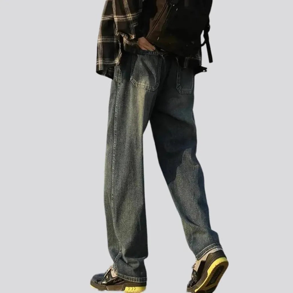 Grey-cast men's high-waist jeans