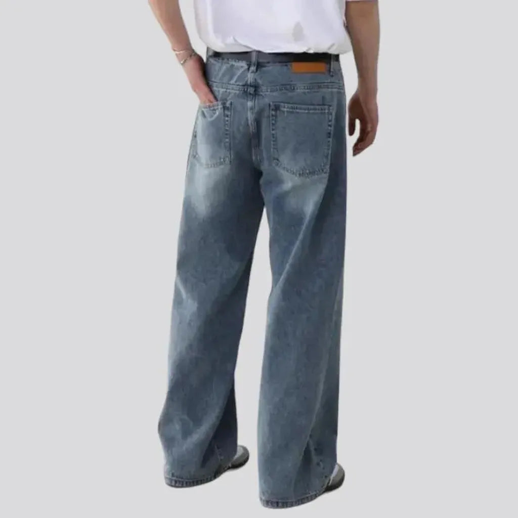 Mid-waist baggy jeans for men