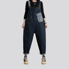 Dark pattern women's denim dungaree