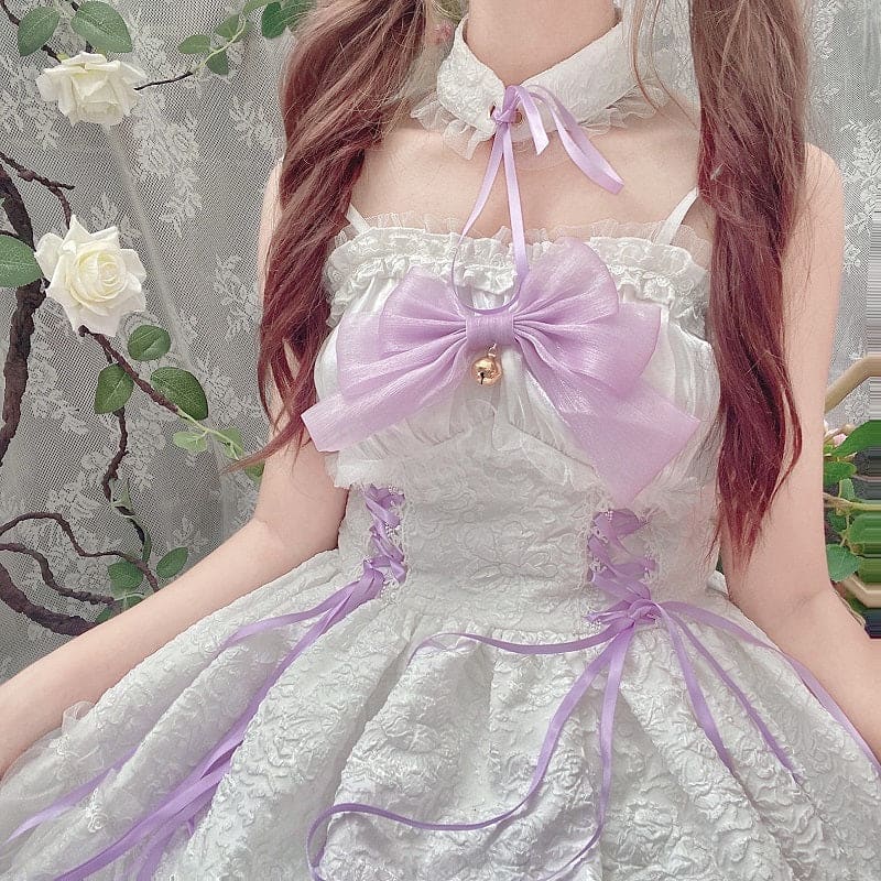 Dreamy Angel Cute White Black Pastel Bows Lolita Dress