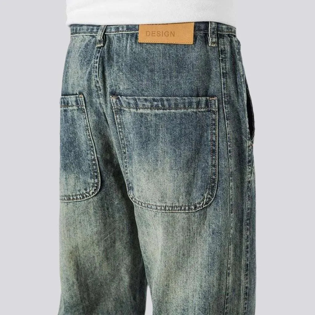Whiskered sanded jeans for men