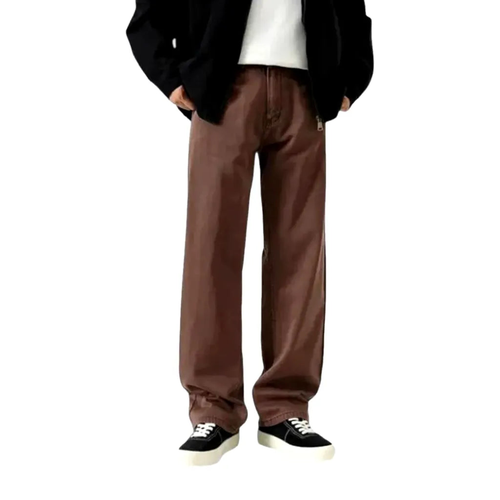 Colored slouchy boho style men's denim pants