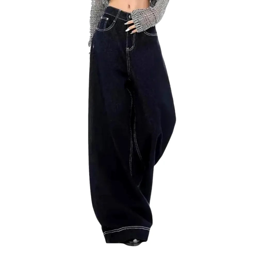 Boho style baggy-fit women's jeans
