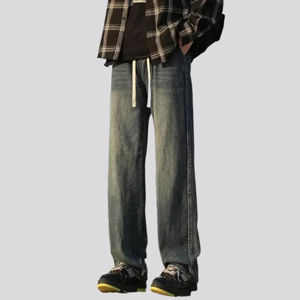 Grey-cast men's high-waist jeans