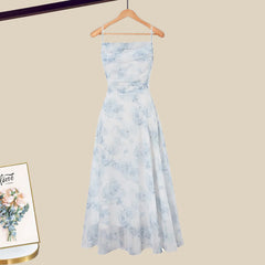 Sweet Chiffon Cardigan Floral Print Slip Dress Set