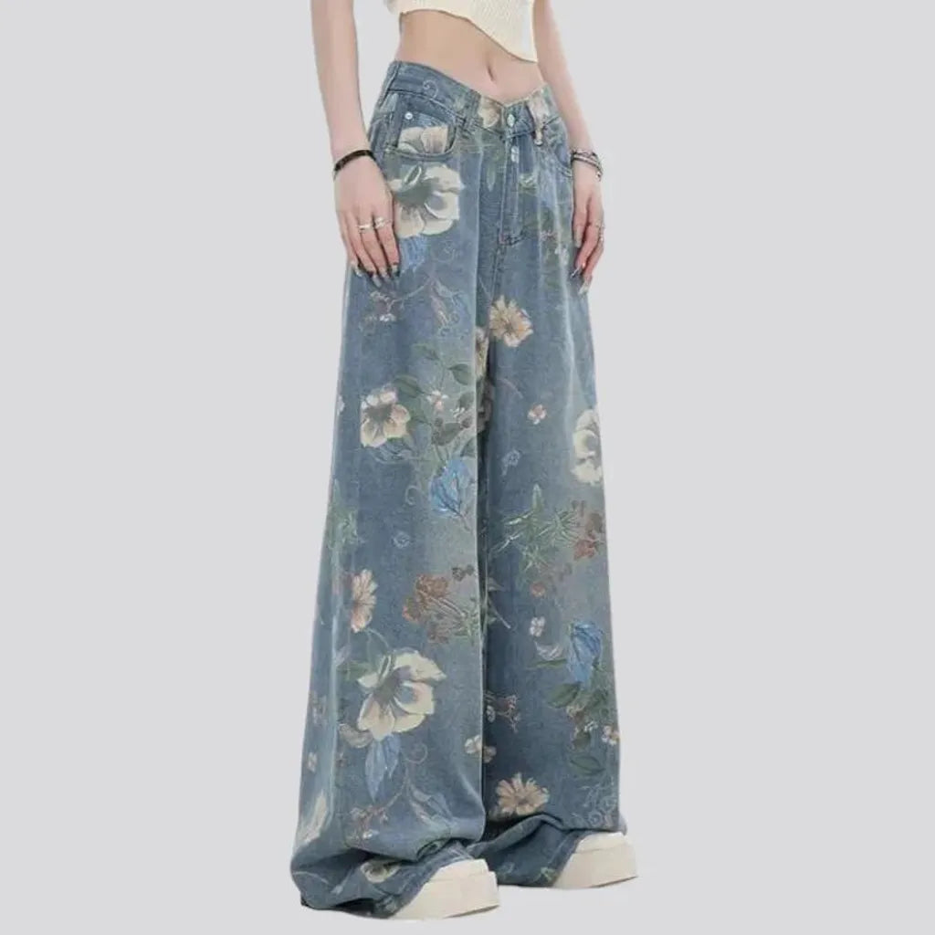 Floor-length y2k jeans for ladies