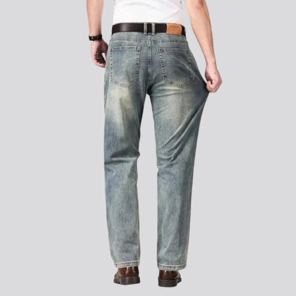 High-waist thin jeans for men