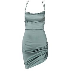 Elegant Lace Up Satin Dress
