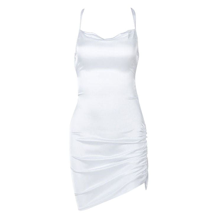 Elegant Lace Up Satin Dress