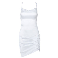 Elegant Lace Up Satin Dress