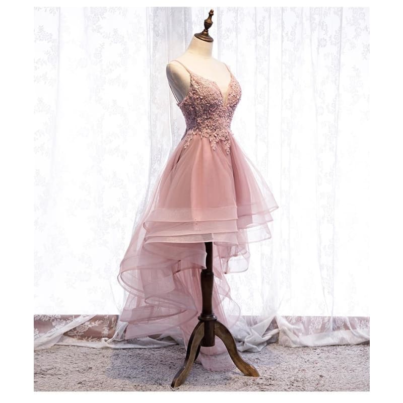 Elegant V-Neck Beads Long Evening Dresses Party Tulle Prom Gowns