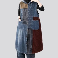 Extra-large longline denim vest for women