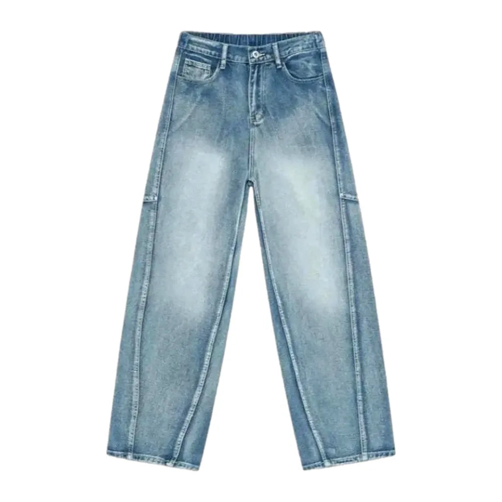 Sanded street style light wash men's jeans