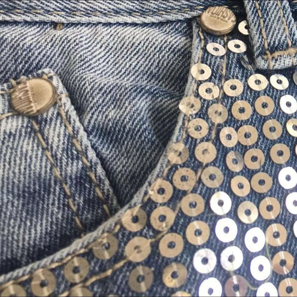 Embellished mid-waist jeans for ladies