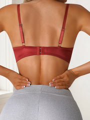 Elegant retro satin red 3/4 cup women's Underwear