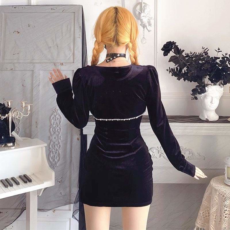 Fashion Girl Pearl Hollow Two-piece Slim Dress