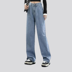 Fashion striped high waist women's jeans