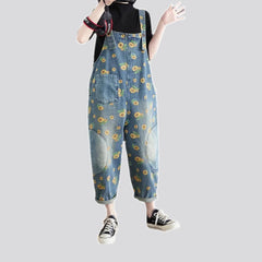 Fashionable boho patchwork women's denim bib