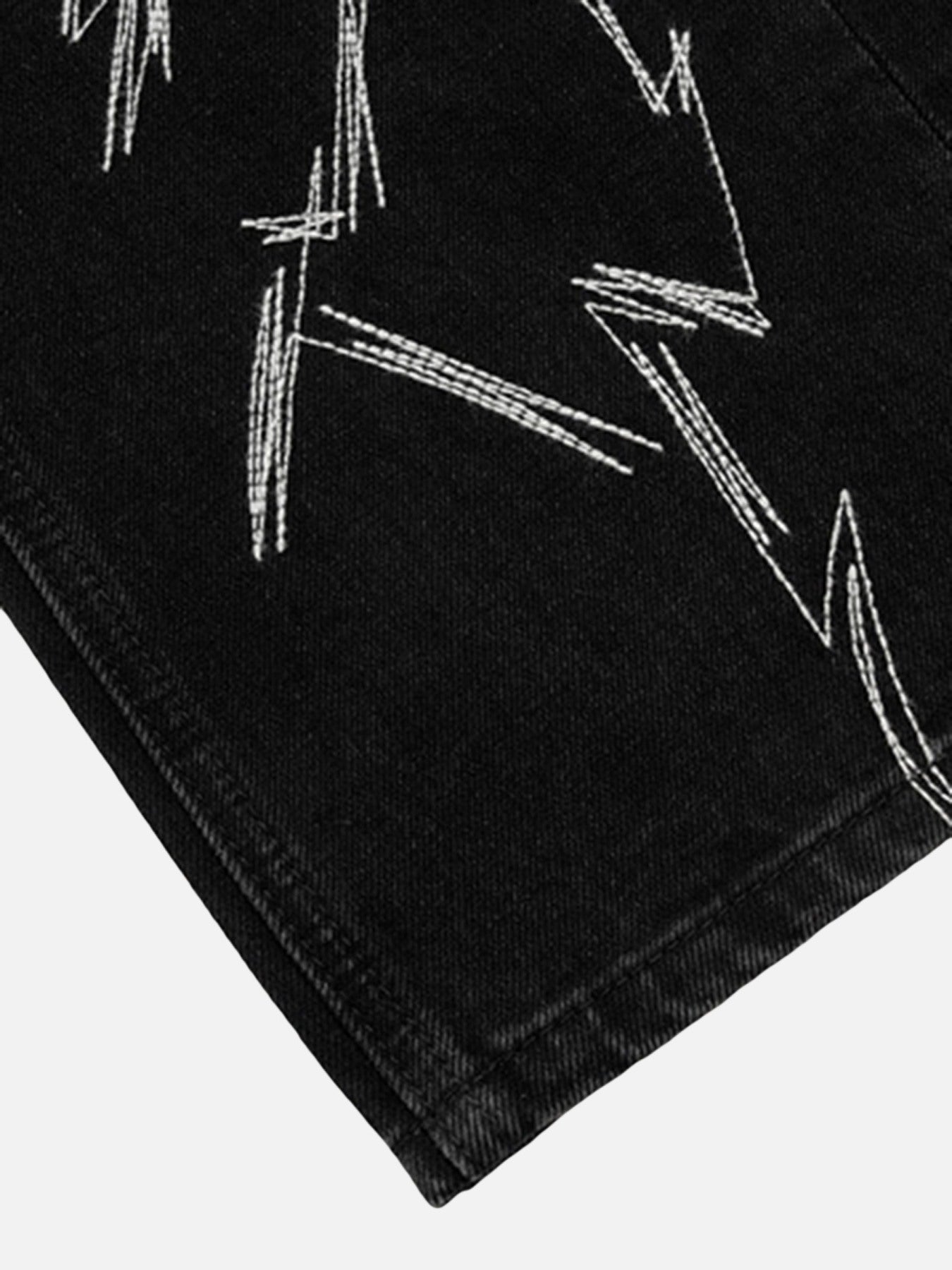 We Love Stret Lightning Embroidered Straight Leg Jeans