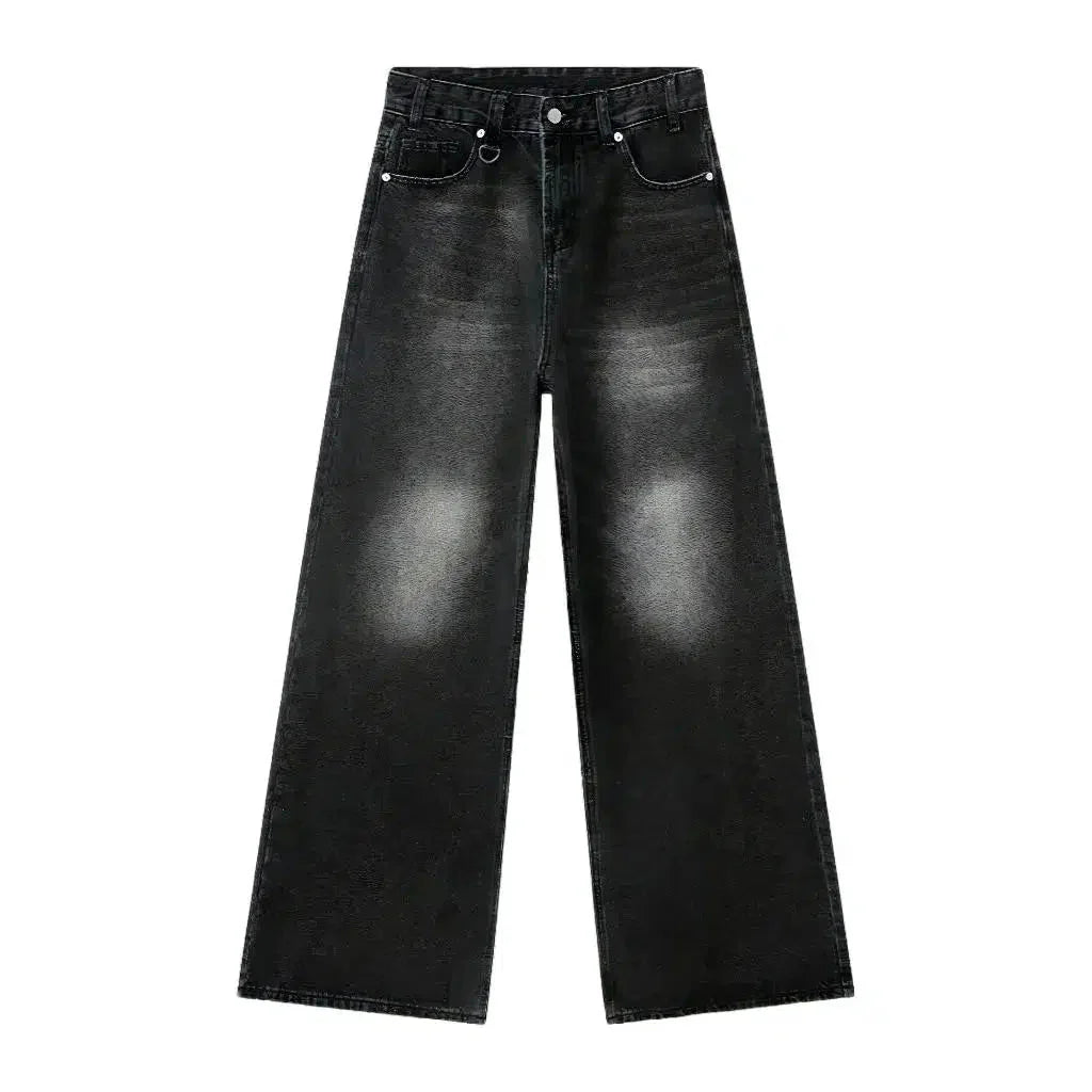 Floor-length men's sanded jeans