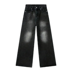 Floor-length men's sanded jeans
