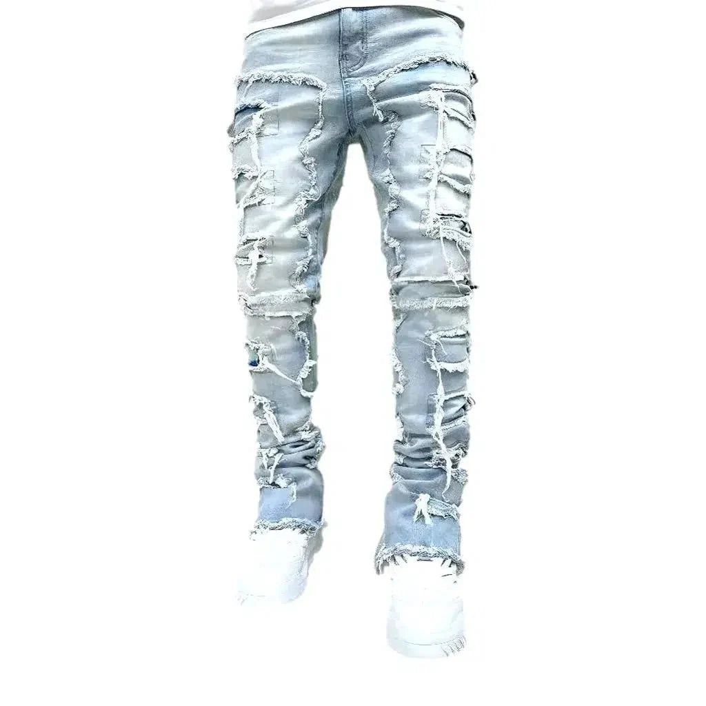 Floor-length street jeans for men