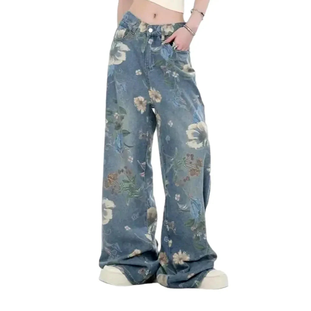 Floor-length y2k jeans for ladies