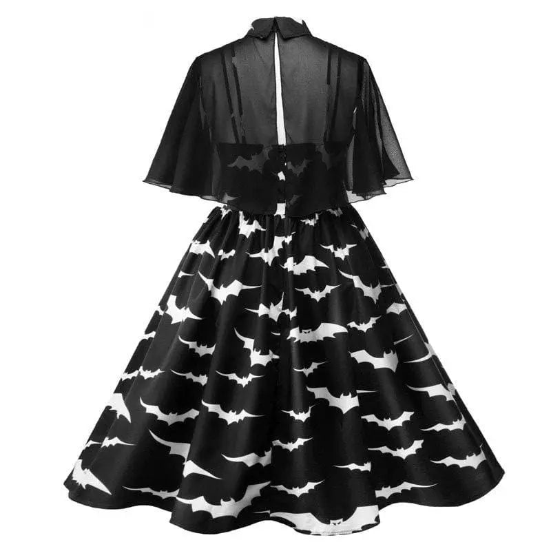 Gothic Bats Vintage Cape Plus Size Dress