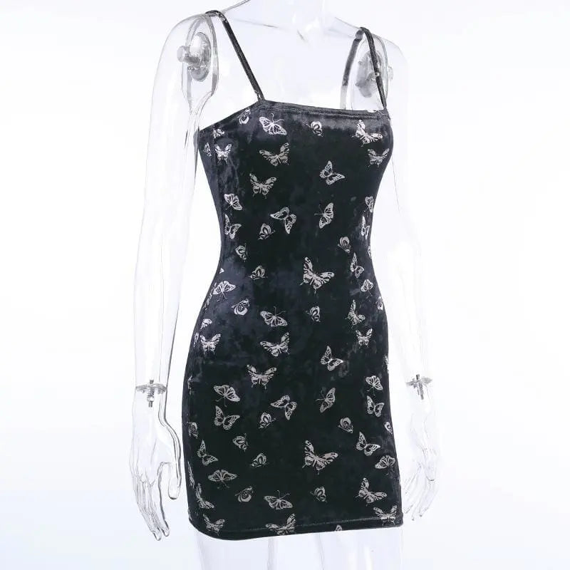 Gothic Butterfly Bodycon Sleeveless Mini Dress