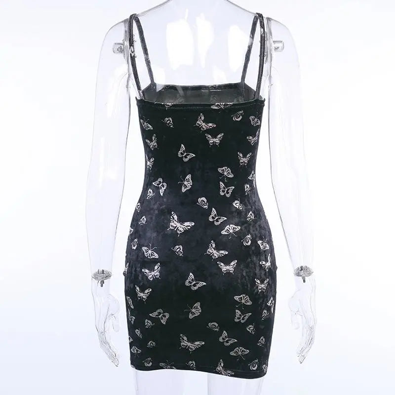 Gothic Butterfly Bodycon Sleeveless Mini Dress