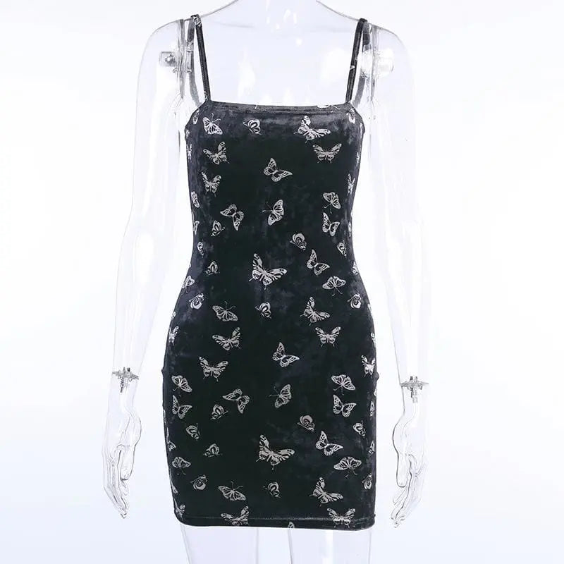 Gothic Butterfly Bodycon Sleeveless Mini Dress