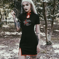 Gothic Cheongsam Dragon Mini Dress