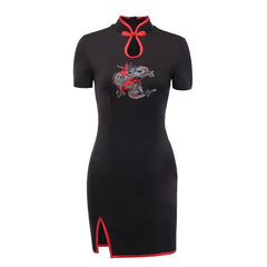 Gothic Cheongsam Dragon Mini Dress
