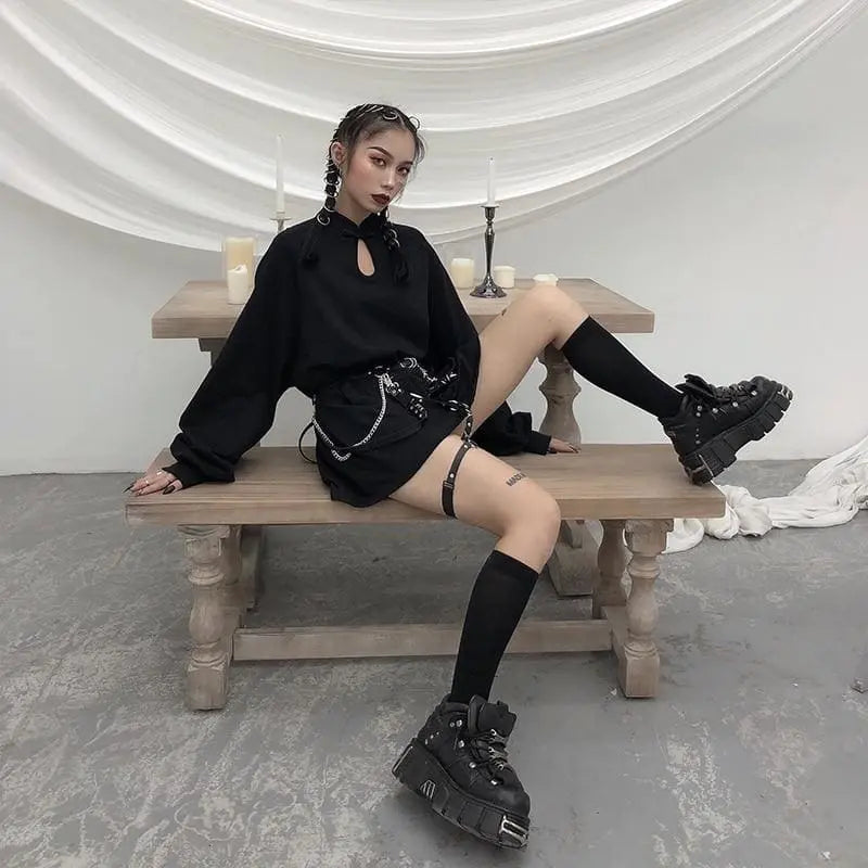 Gothic Cheongsam Style Loose Shirt Dress