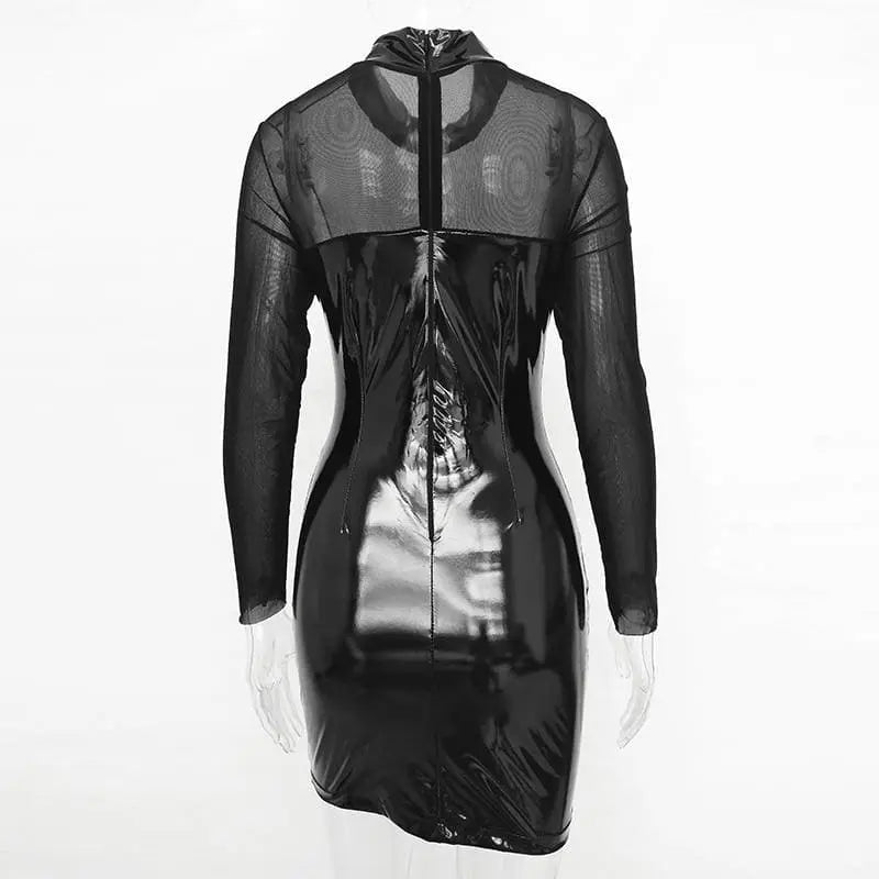 Gothic Clubwear PU Mesh Bodycon Dress