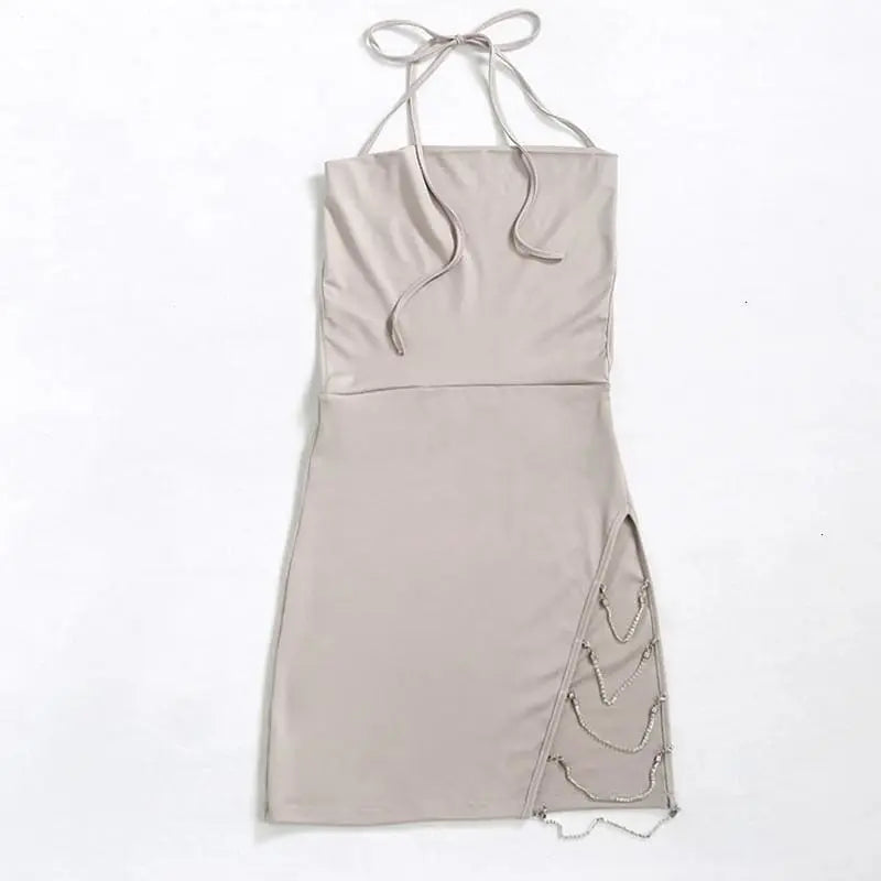 Gothic Draped Neckline Hip Chains Lingerie Dress