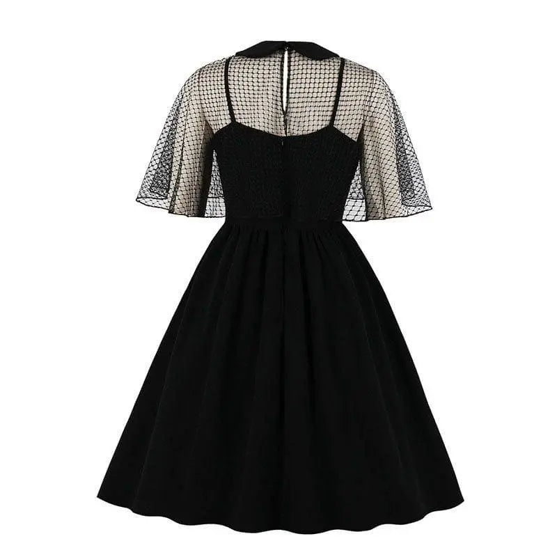 Gothic Fishnet Cape Vintage Dress