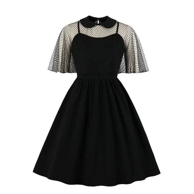 Gothic Fishnet Cape Vintage Dress