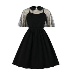 Gothic Fishnet Cape Vintage Dress