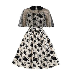 Gothic Fishnet Cape Vintage Dress