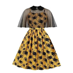 Gothic Fishnet Cape Vintage Dress
