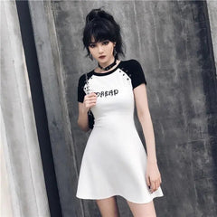 Gothic Grunge DREAD White Black Raglan Mini Dress