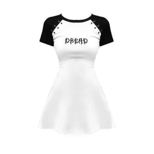 Gothic Grunge DREAD White Black Raglan Mini Dress